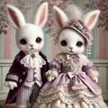 Victorian Rabbit Couple Art Print: Whimsical Nursery Decor (Digital Download)