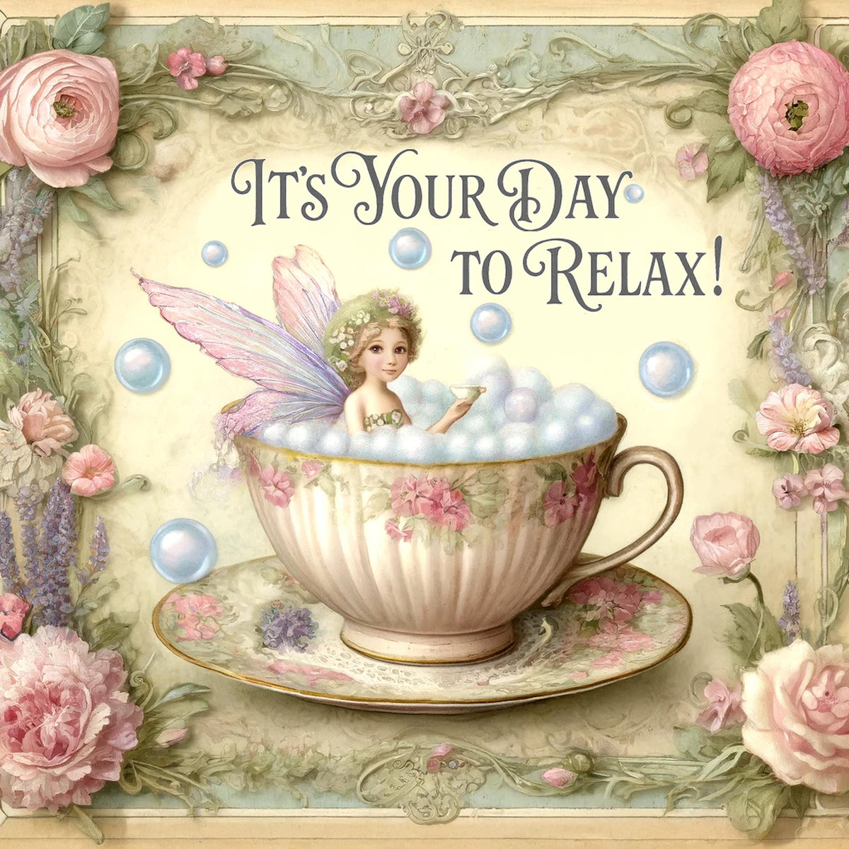 Fairy Teacup Bath Art, Whimsical Mother's Day Gift (Digital Download)