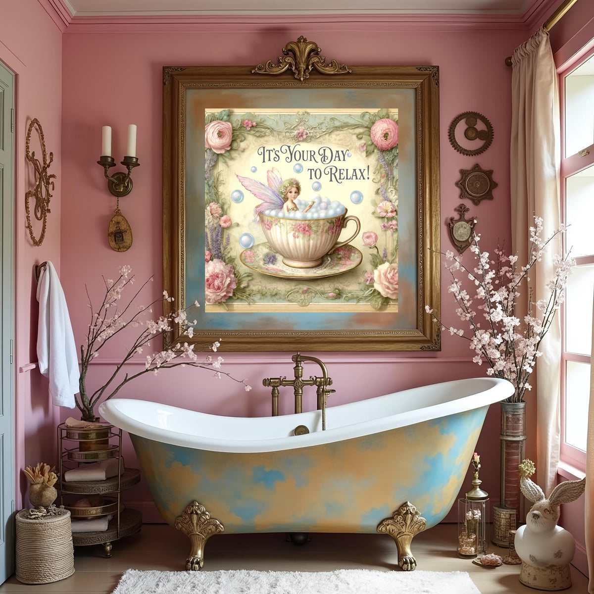 Fairy Teacup Bath Art, Whimsical Mother's Day Gift (Digital Download)