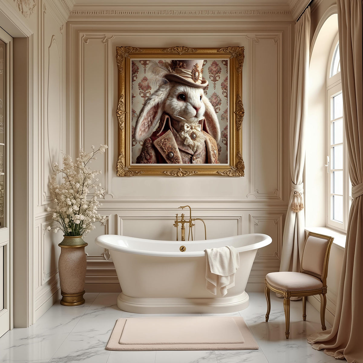 Gentleman Bunny Art Print: High Fashion Rabbit Portrait (Digital Download)