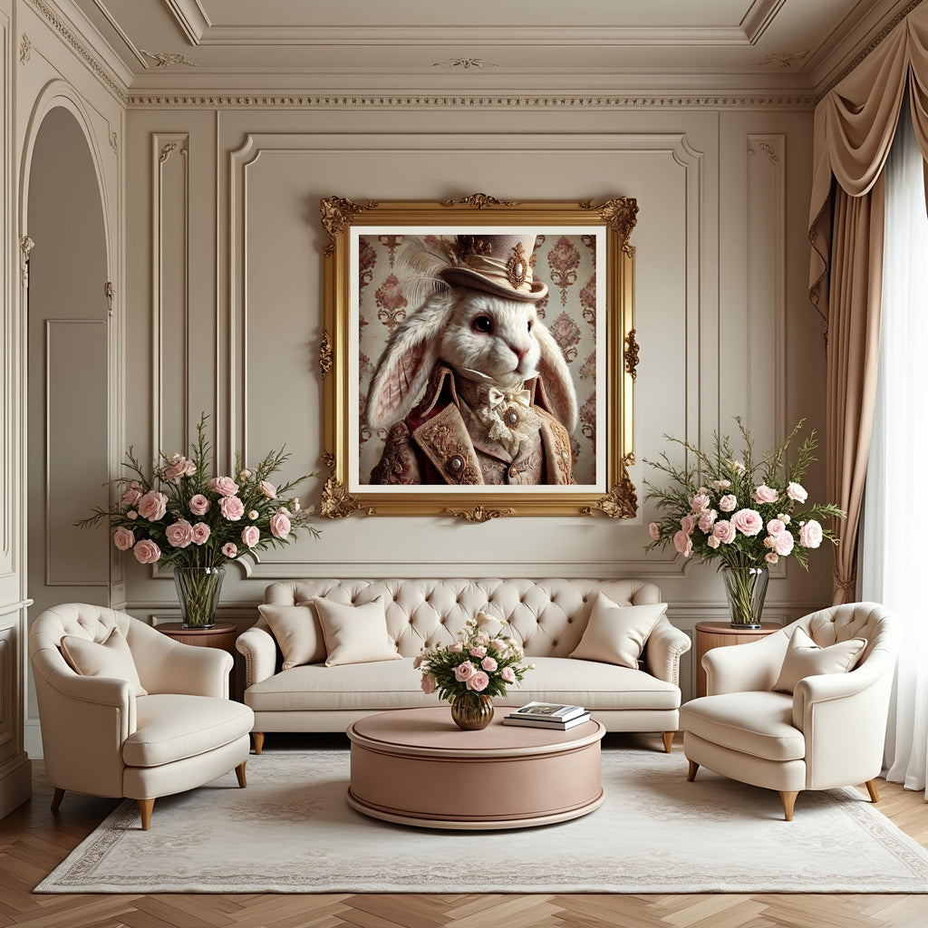 Gentleman Bunny Art Print: High Fashion Rabbit Portrait (Digital Download)
