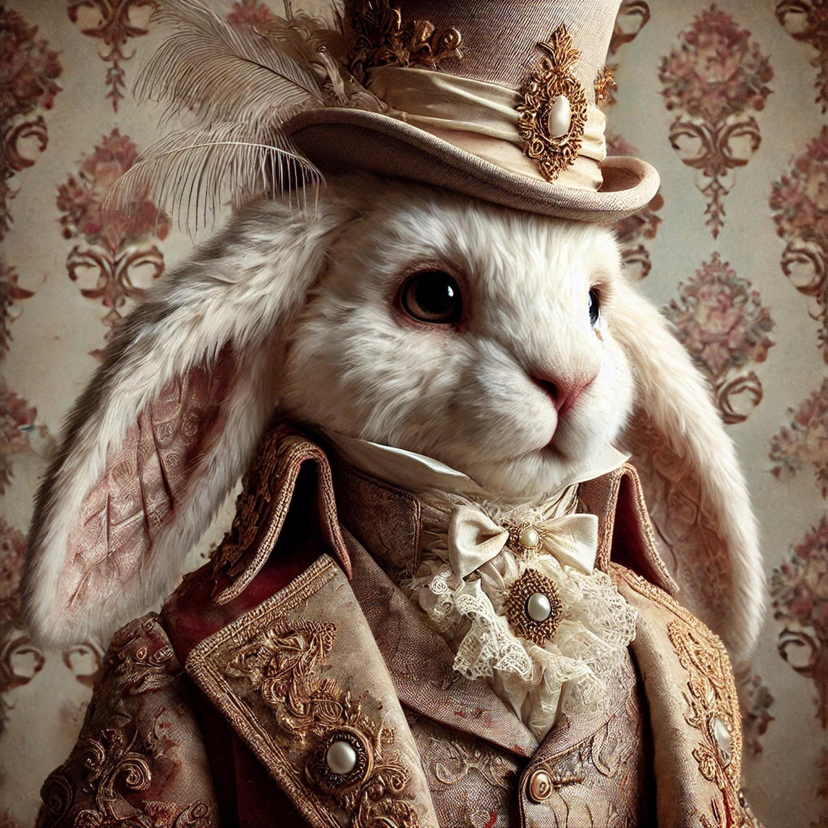 Gentleman Bunny Art Print: High Fashion Rabbit Portrait (Digital Download)