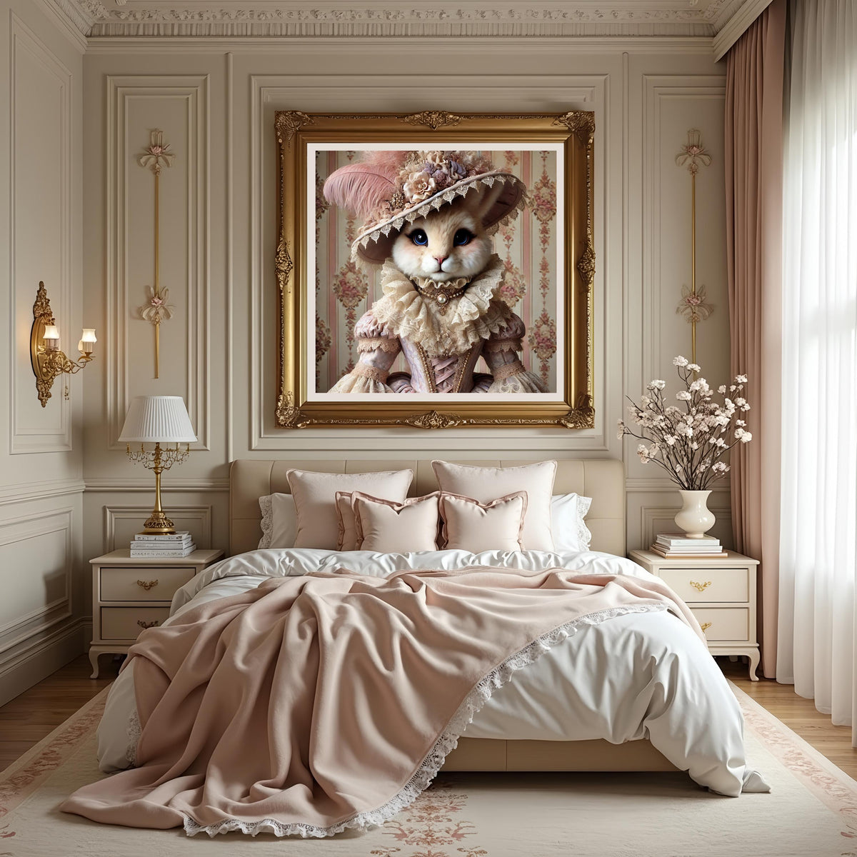 Victorian Bunny Portrait: Whimsical Rabbit Art Print (Digital Download)