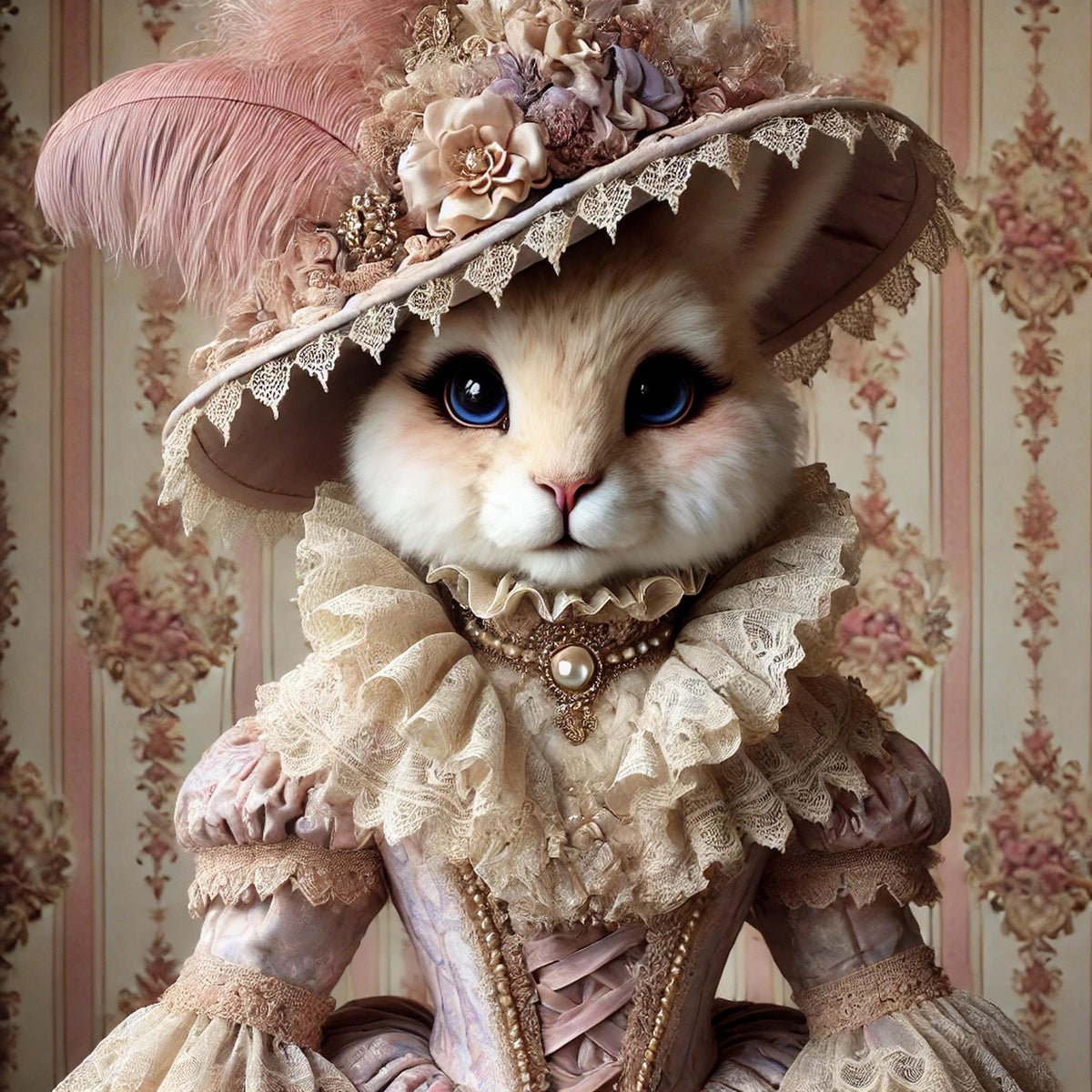 Victorian Bunny Portrait: Whimsical Rabbit Art Print (Digital Download)