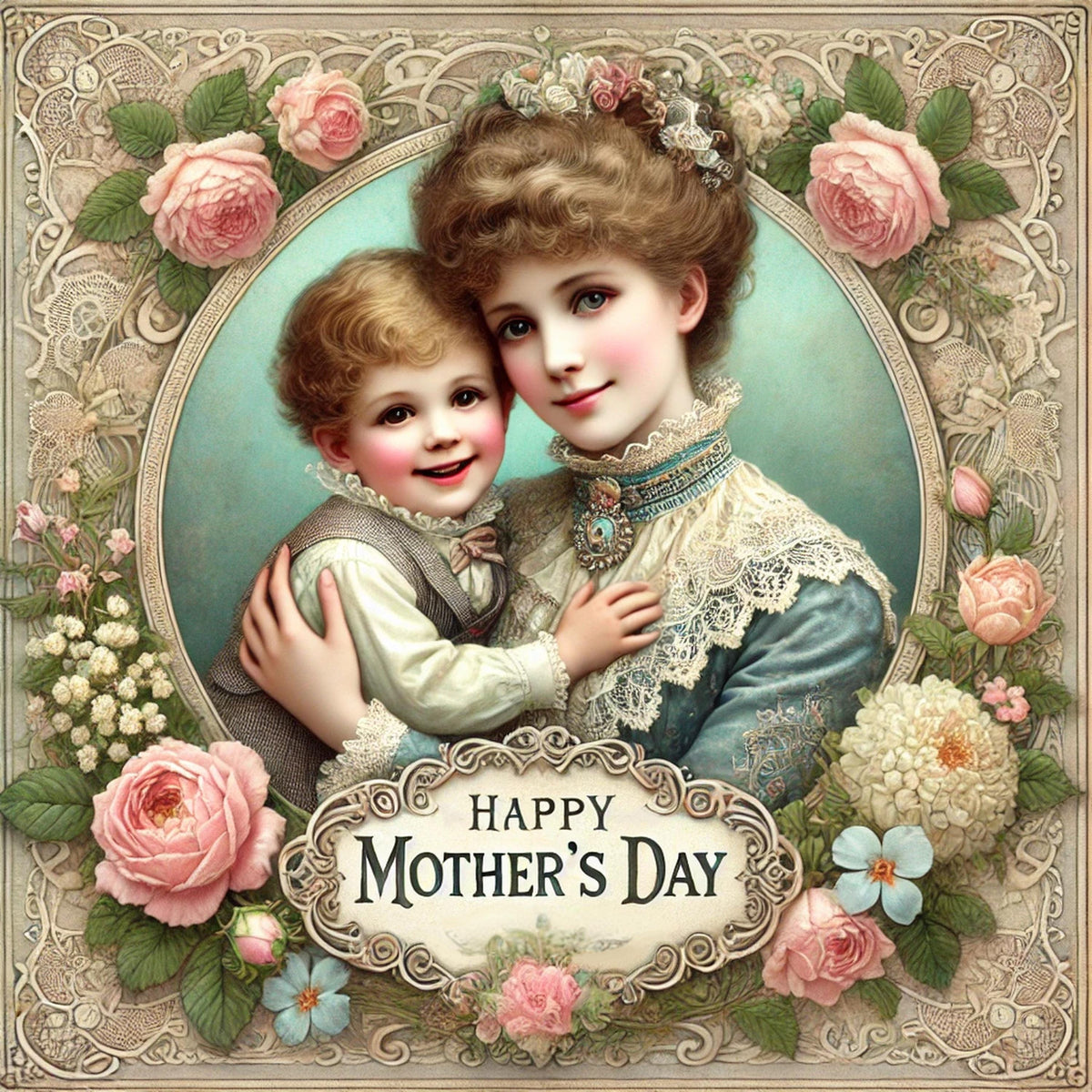 Vintage Mother's Day Art Print: Victorian Mother and Son (Digital Download) 2