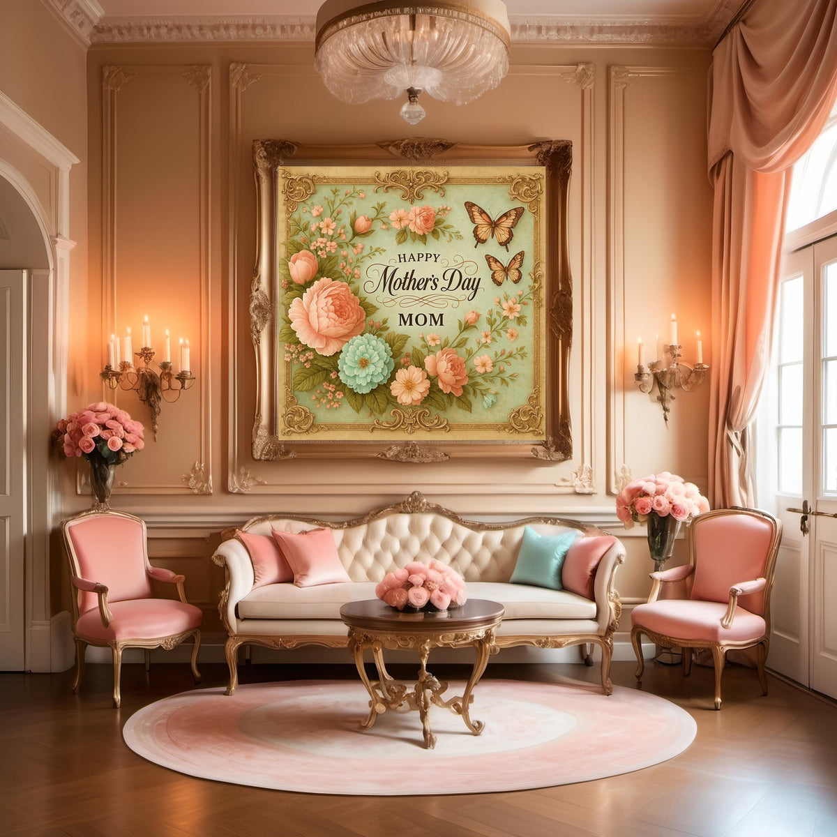 Vintage Mother's Day Floral Art: Antique Roses & Butterflies (Digital Download)