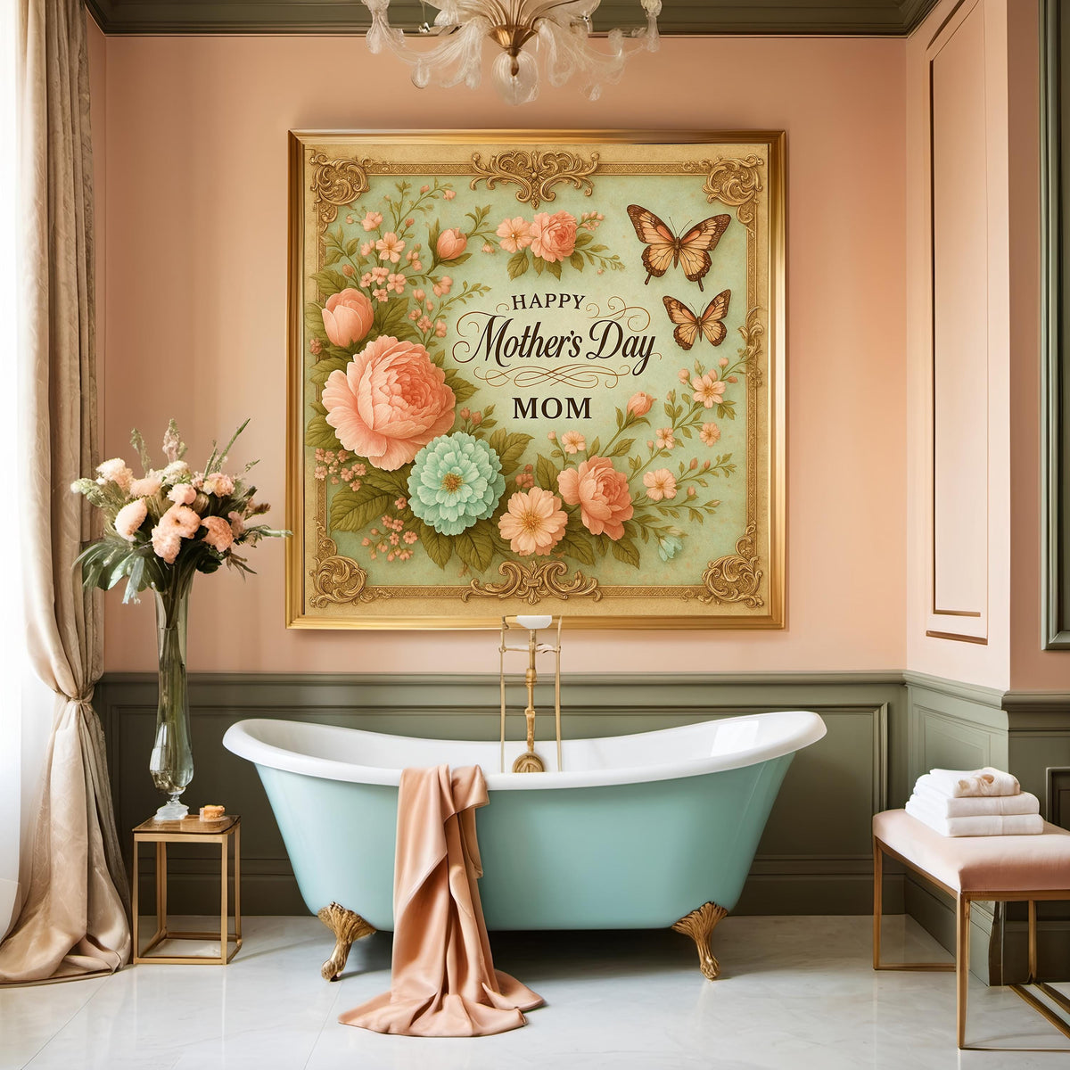 Vintage Mother's Day Floral Art: Antique Roses & Butterflies (Digital Download)