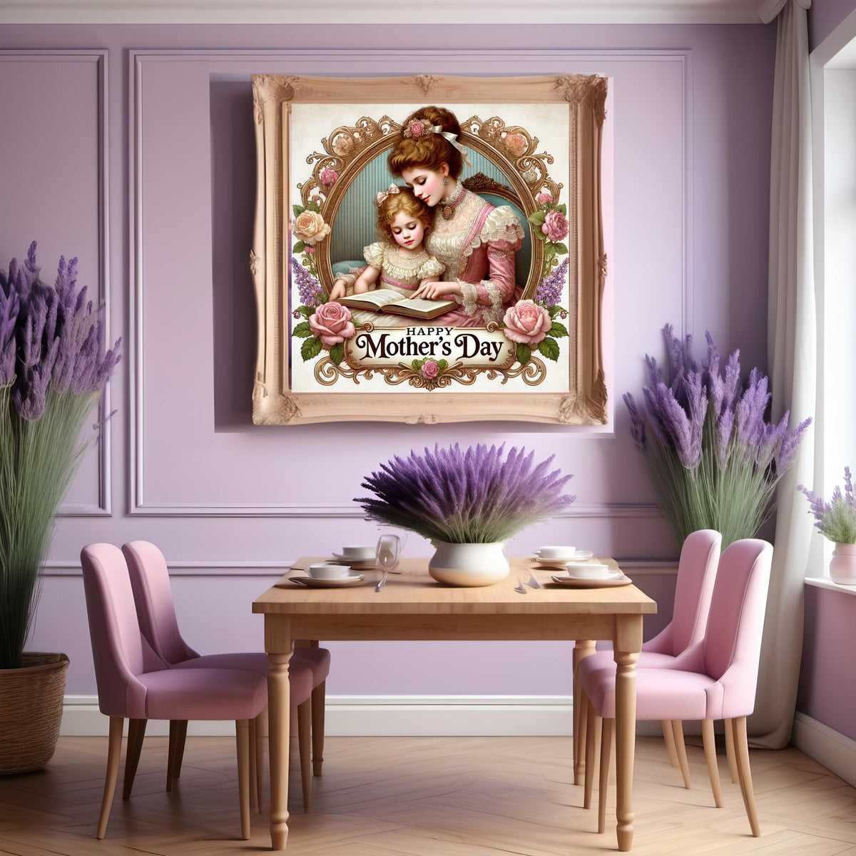 Victorian Mother's Day Print: Mother and Daughter Reading (Digital Download)