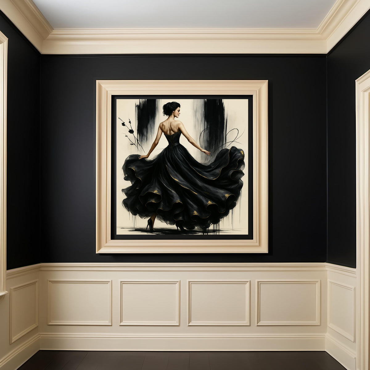 Haute Couture Black Gown Art: Elegant Fashion Illustration (Digital Download)