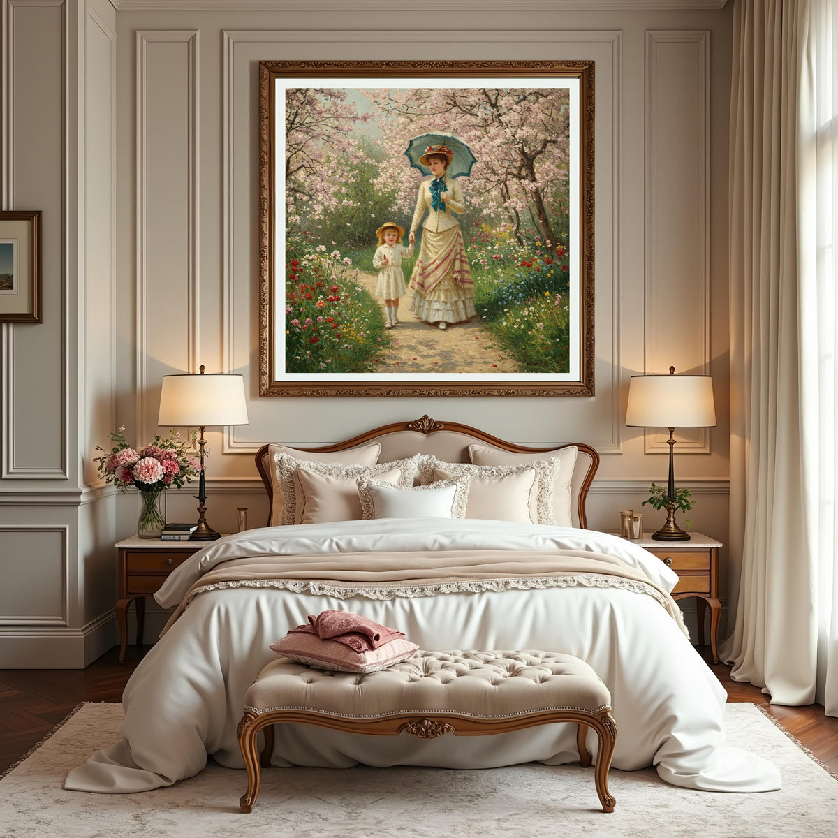 Victorian Mother and Child Spring Garden Art (Digital Download)