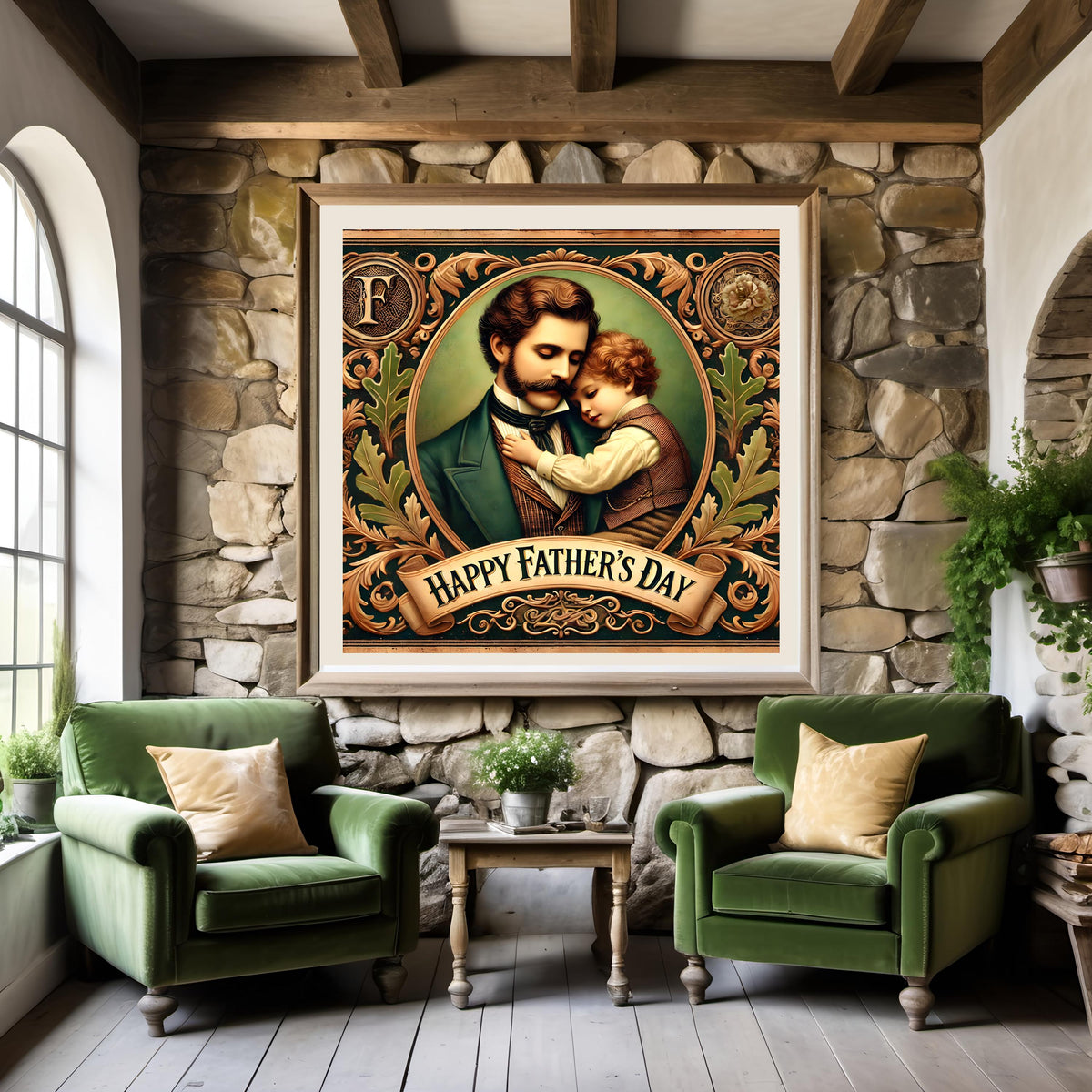 Vintage Father's Day Art Print: Victorian Father and Child (Digital Download)