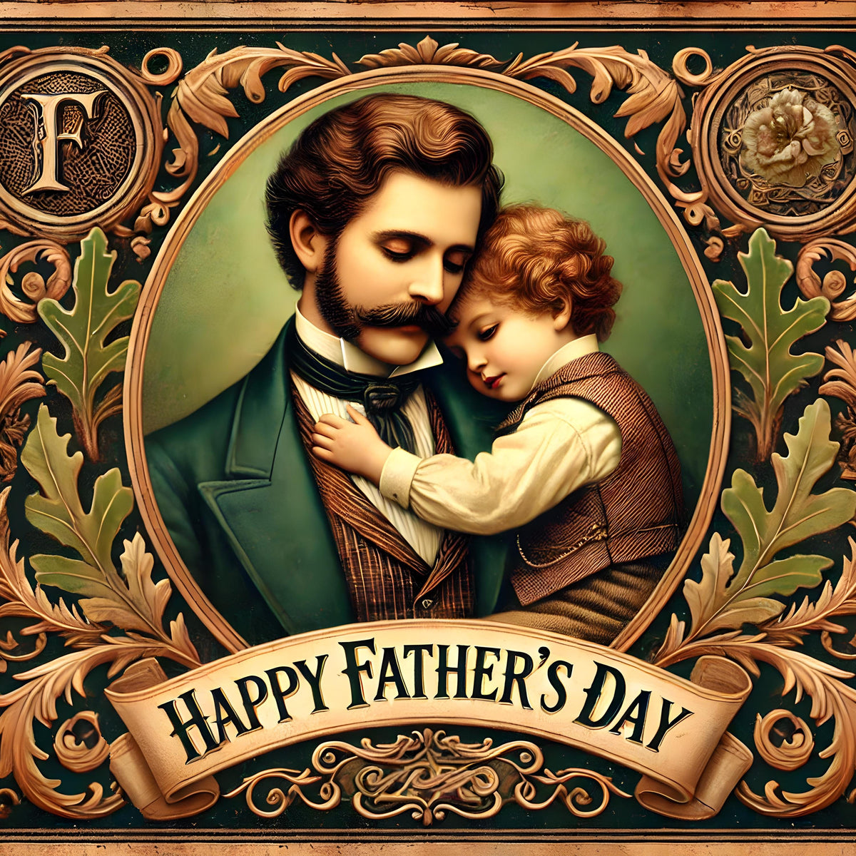 Vintage Father's Day Art Print: Victorian Father and Child (Digital Download)