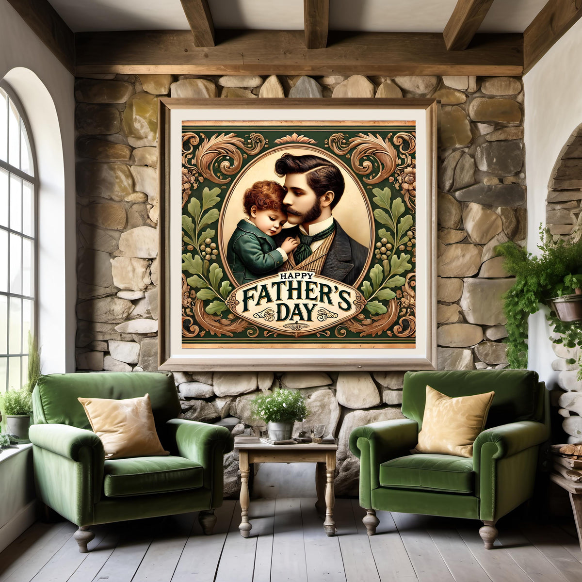 Vintage Father's Day Art Print: Victorian Father and Child (Digital Download) 2