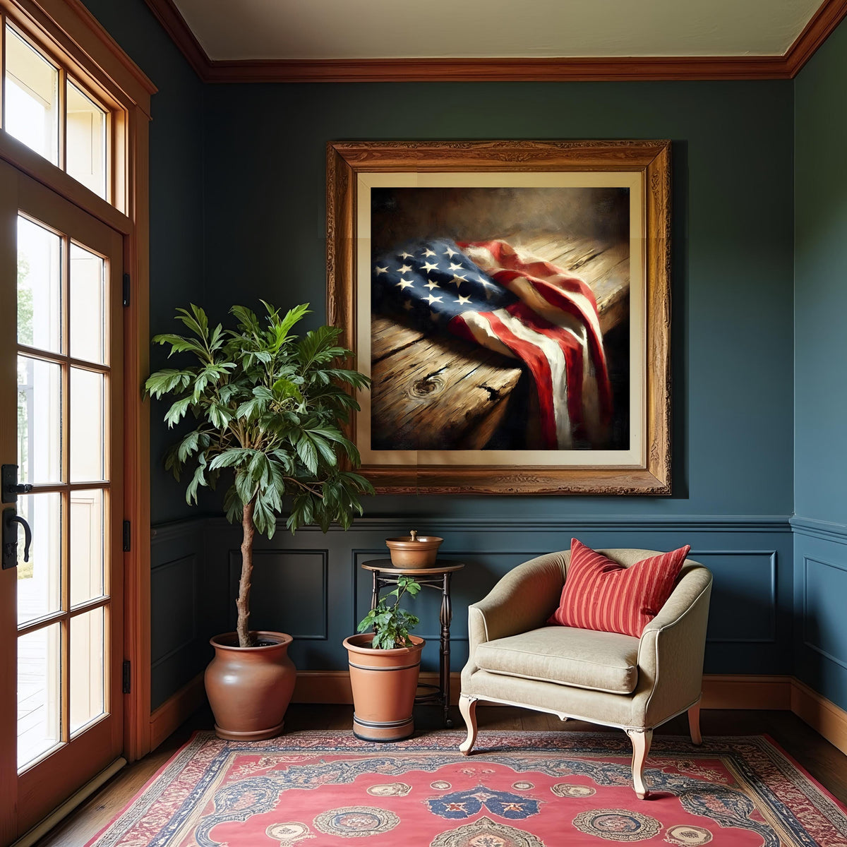 Rustic American Flag Print: Vintage Patriotic Wall Art (Digital Download)