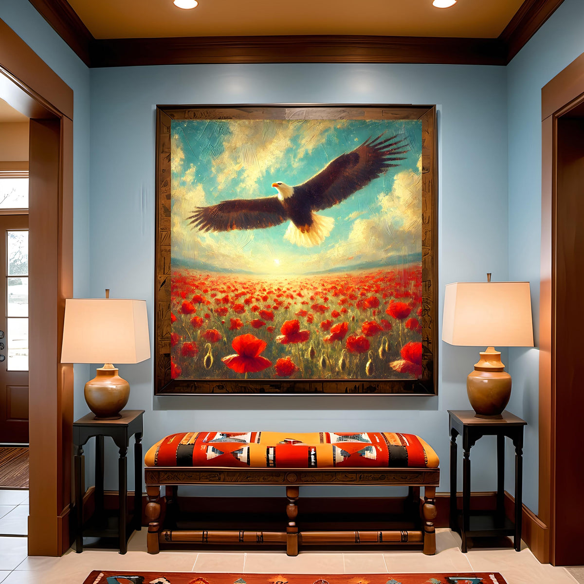 Bald Eagle & Poppy Field Painting: Americana Memorial Day Art (Digital Download)