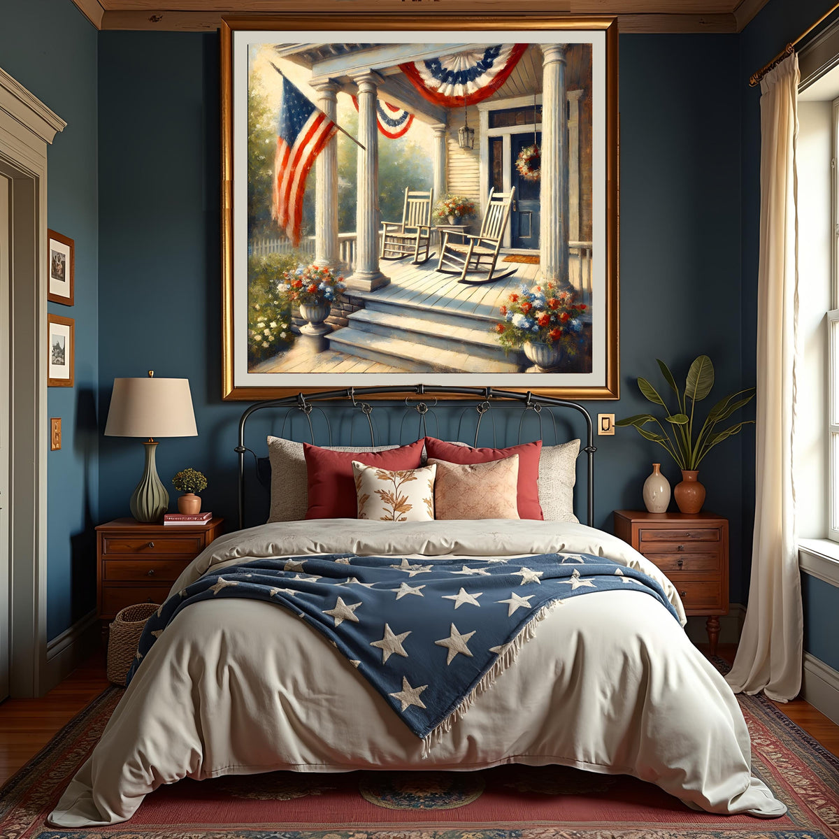 Rustic Memorial Day Porch Print: Boots & American Flag (Digital Download 2