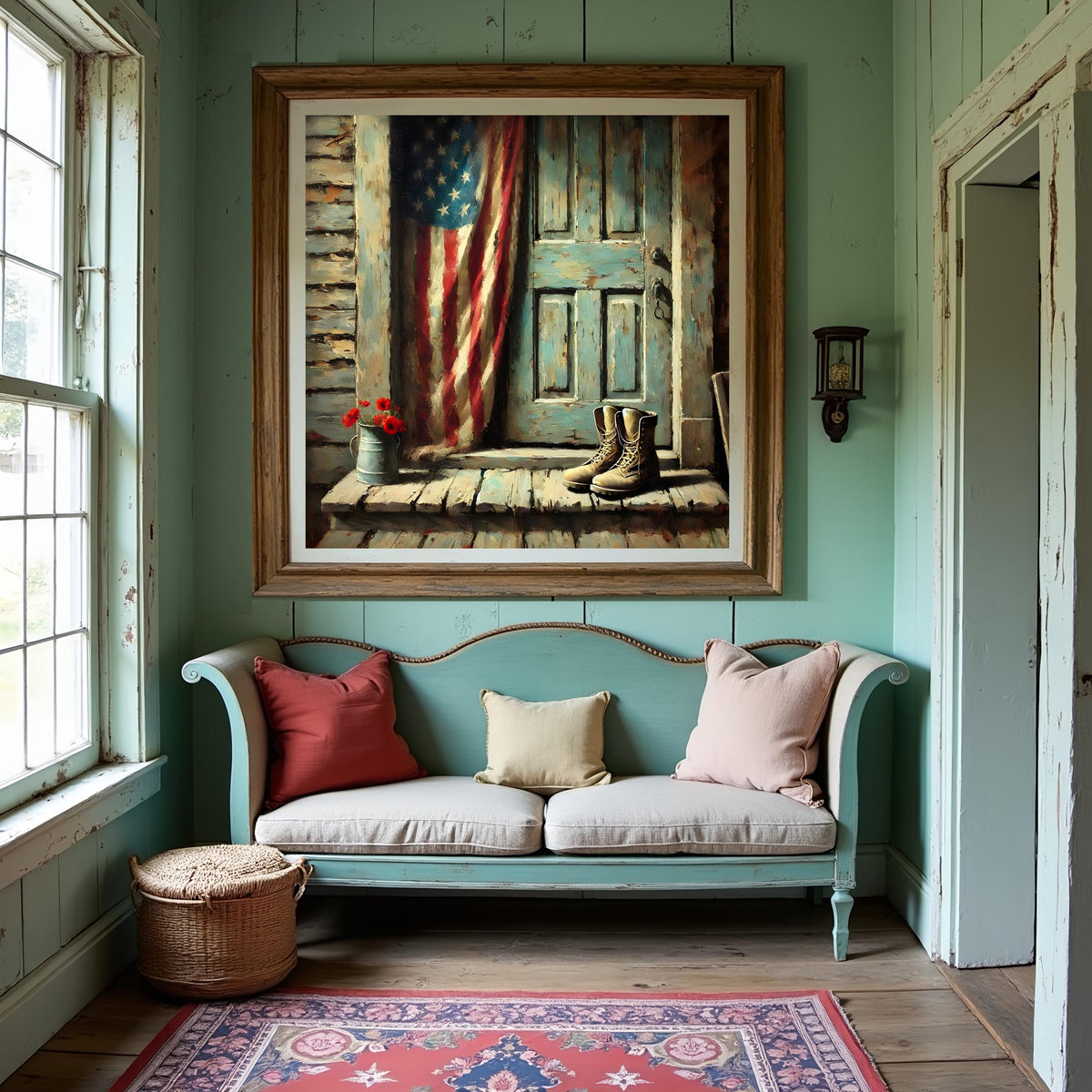 Rustic Patriotic Boots & Flag Print: Americana Memorial Day Art (Digital Download)