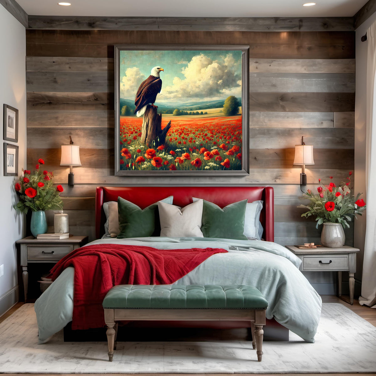Bald Eagle Poppy Field Print: Americana Patriotic Wall Art (Digital Download)