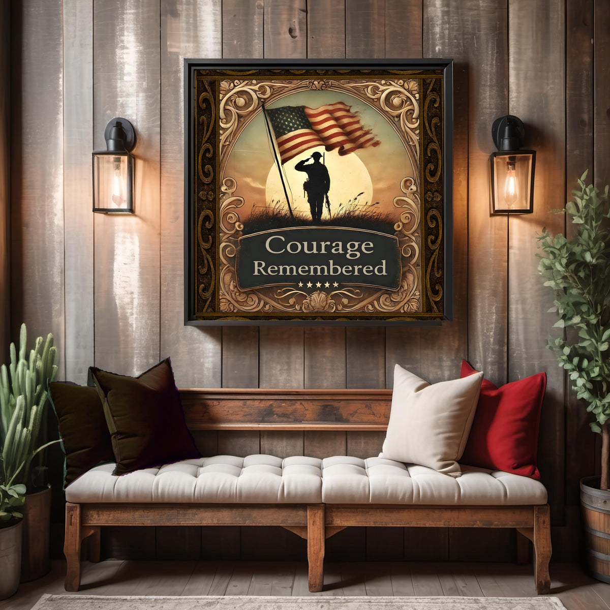 Vintage Soldier Silhouette Print: American Flag Sunset Memorial Art (Digital Download)