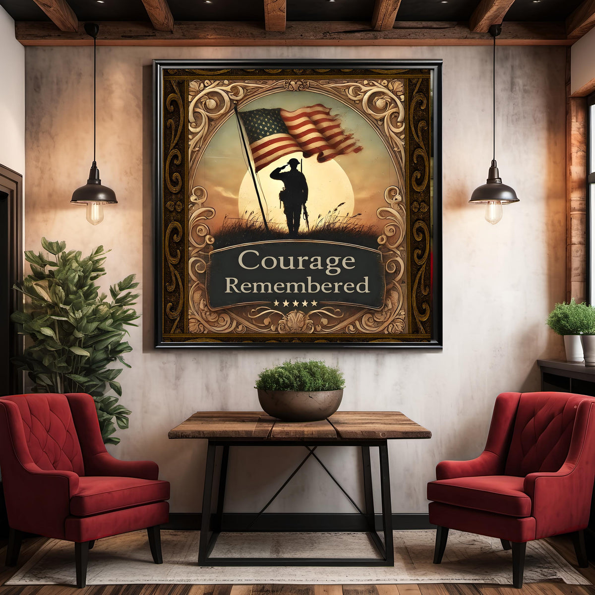Vintage Soldier Silhouette Print: American Flag Sunset Memorial Art (Digital Download)