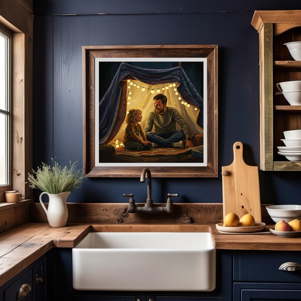 Father and Son Blanket Fort Art Print: Cozy Storytime (Digital Download)