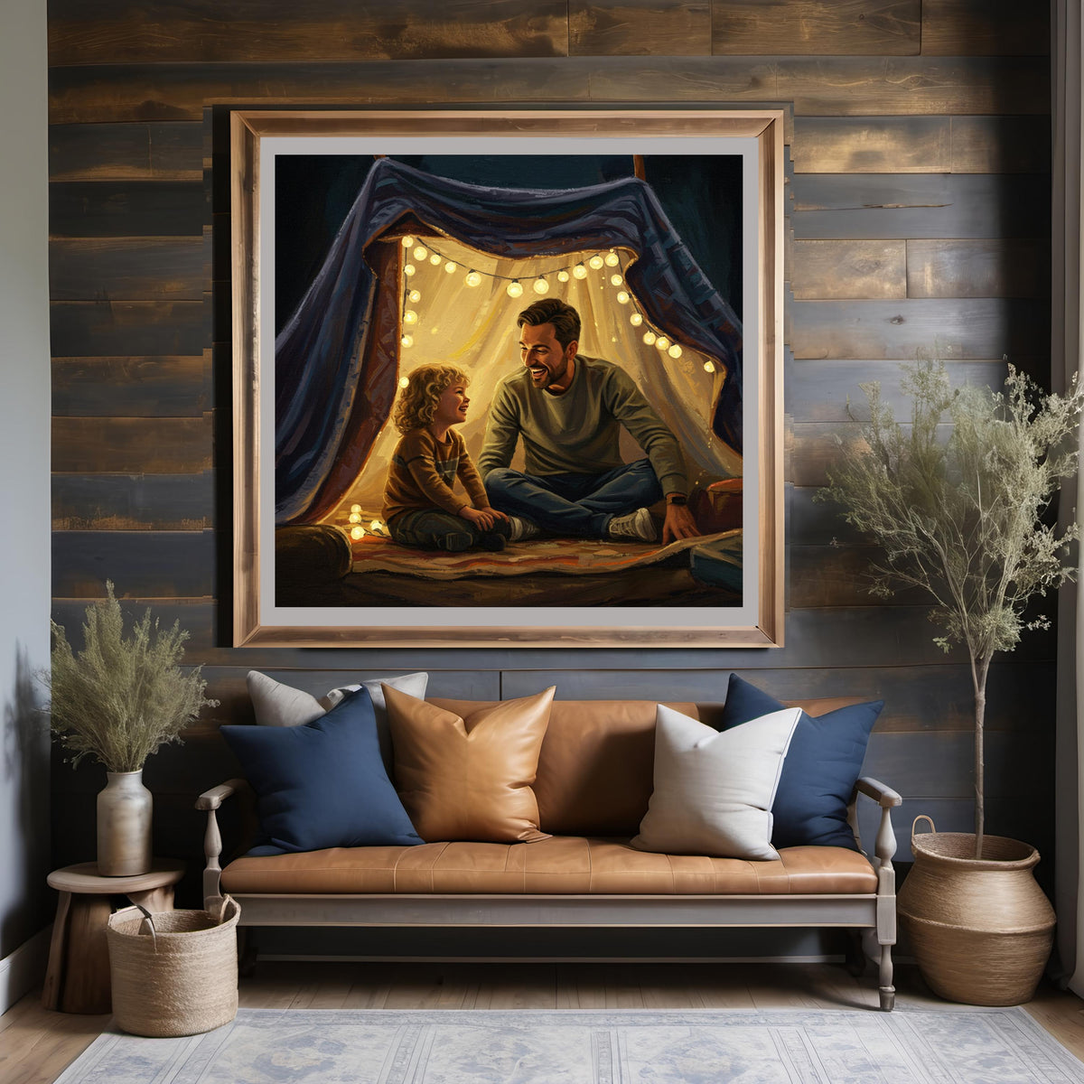 Father and Son Blanket Fort Art Print: Cozy Storytime (Digital Download)