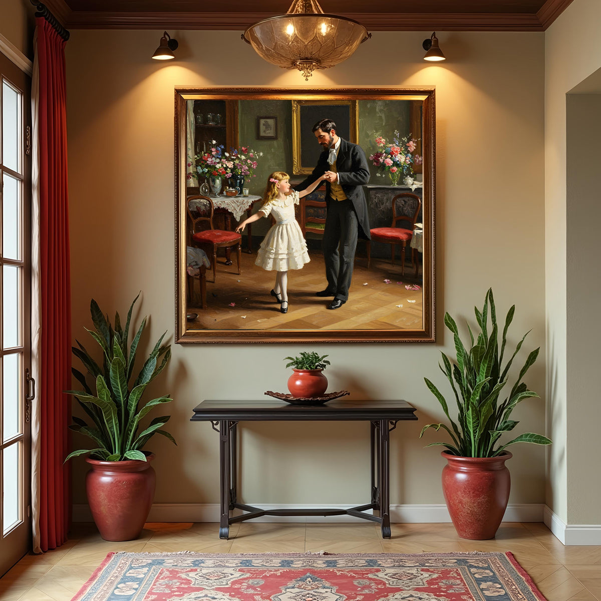 Father Daughter Dance Vintage Painting: Elegant Victorian Wall Art (Digital Download