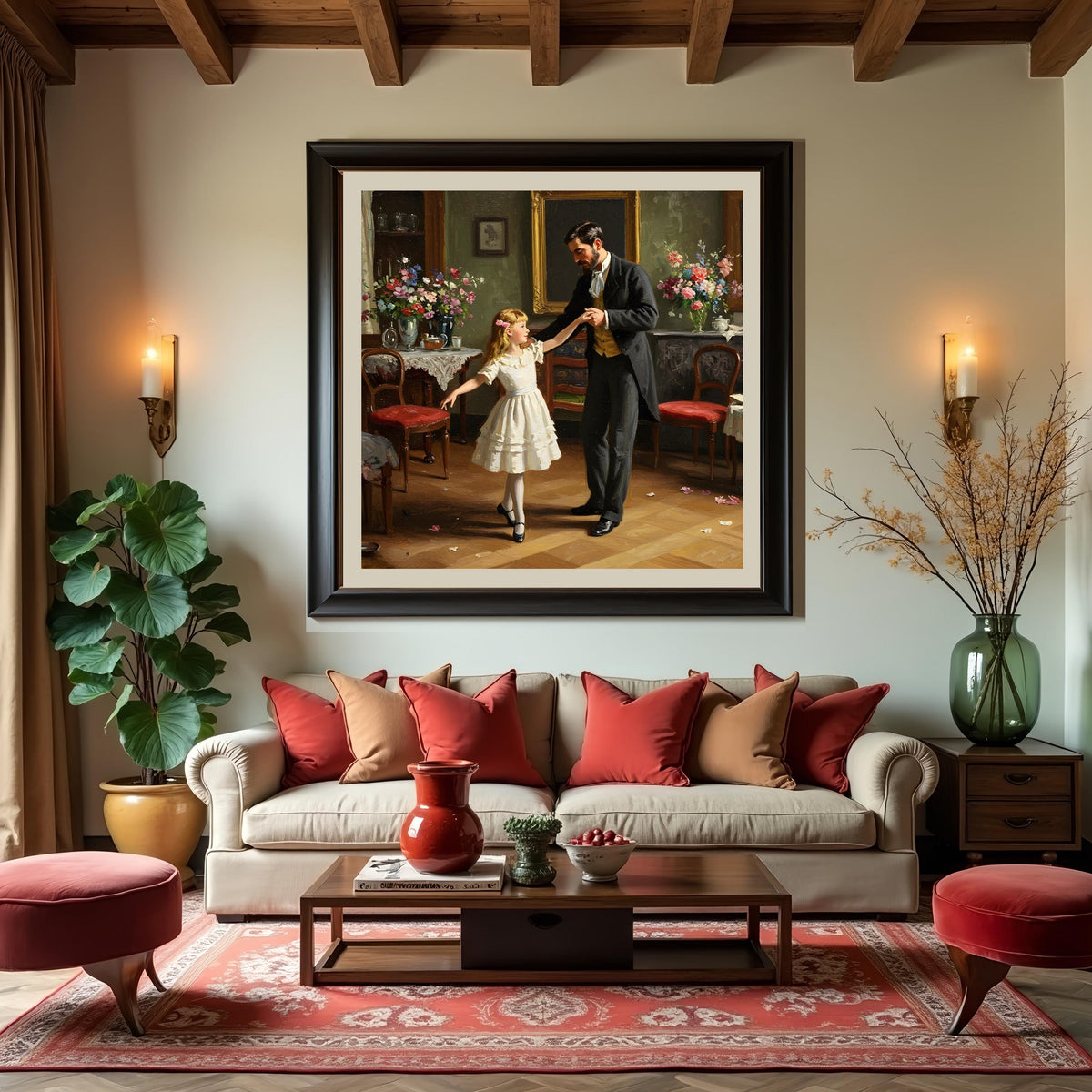 Father Daughter Dance Vintage Painting: Elegant Victorian Wall Art (Digital Download