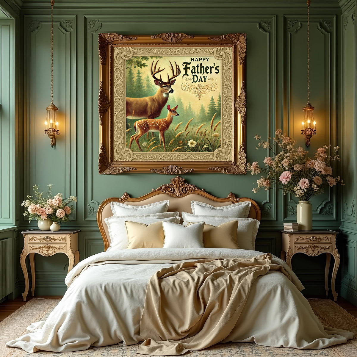 Vintage Father's Day Deer Print: Rustic Woodland Wall Art (Digital Download)