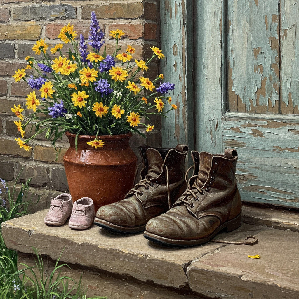 Father's Day Still Life Art Print: Boots & Baby Shoes (Digital Download