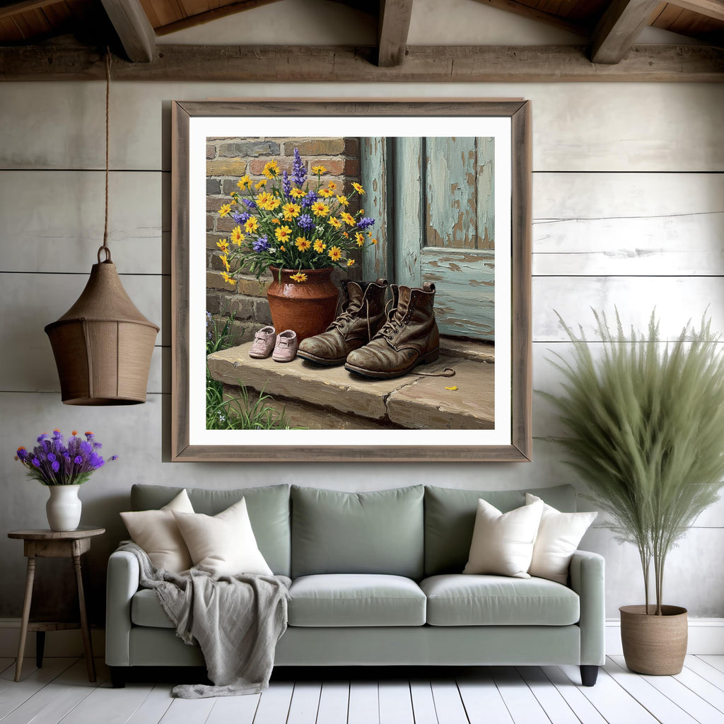 Father's Day Still Life Art Print: Boots & Baby Shoes (Digital Download