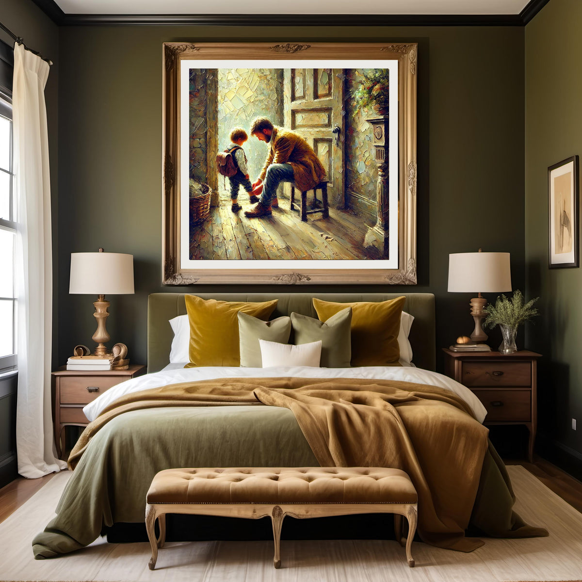Father and Son Art Print: Rustic Vintage-Style Painting (Digital Download)