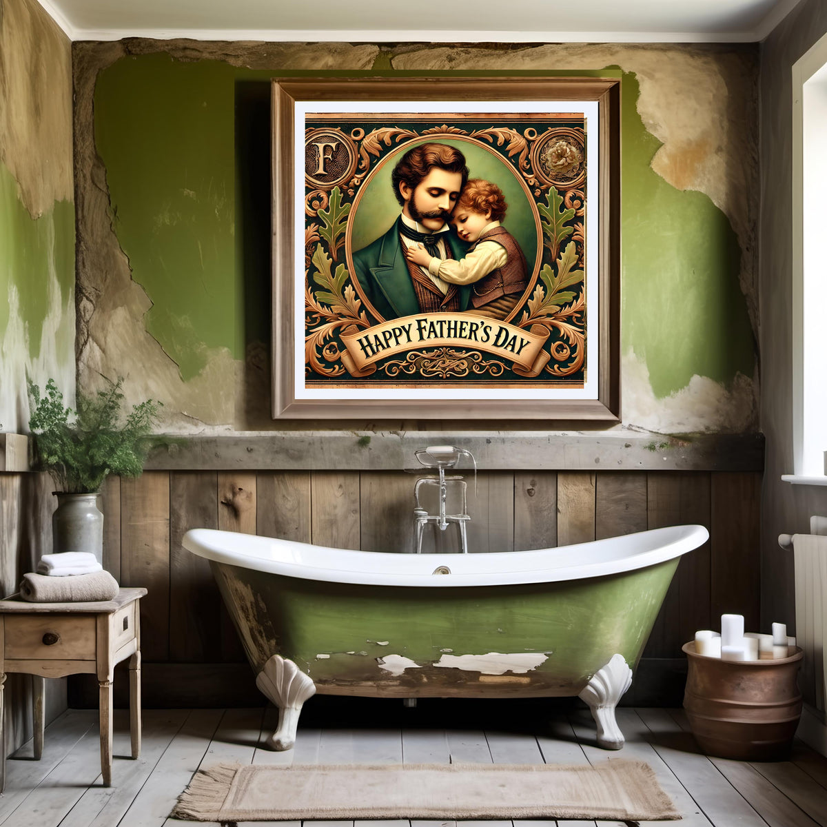 Vintage Father's Day Art Print: Victorian Father and Child (Digital Download)