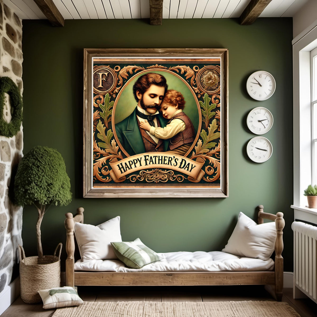 Vintage Father's Day Art Print: Victorian Father and Child (Digital Download)