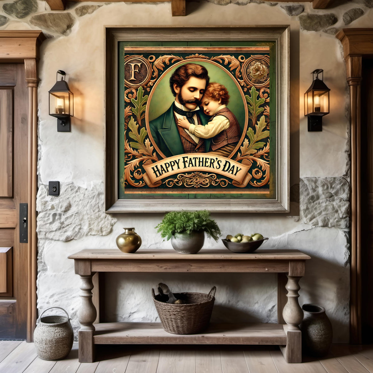 Vintage Father's Day Art Print: Victorian Father and Child (Digital Download)