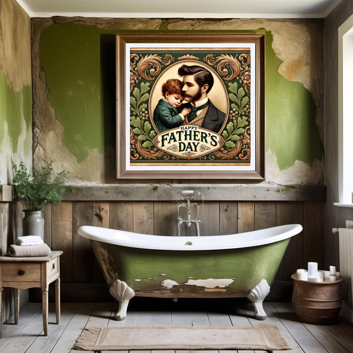 Vintage Father's Day Art Print: Victorian Father and Child (Digital Download) 2