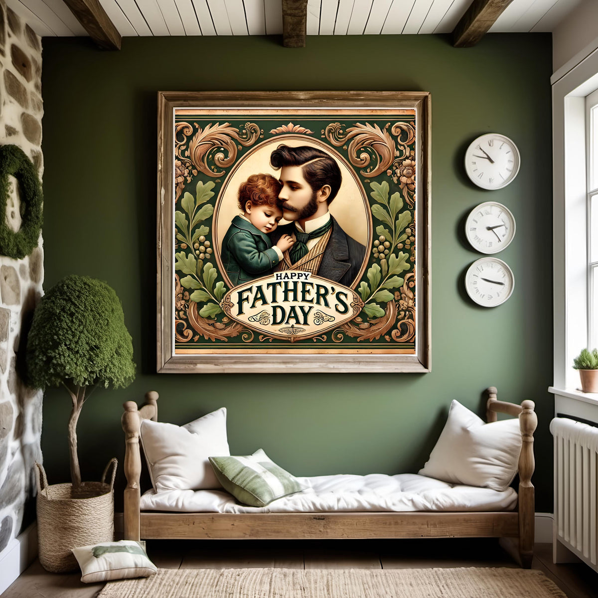 Vintage Father's Day Art Print: Victorian Father and Child (Digital Download) 2