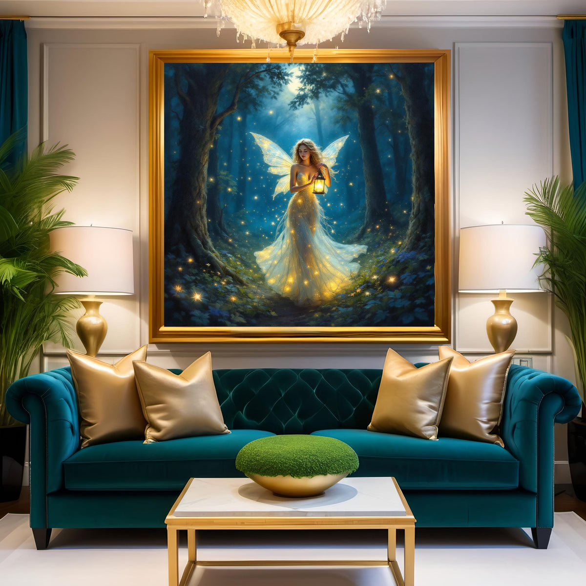 Magical Lantern Fairy Art Print: Ethereal Forest Fantasy (Digital Download)