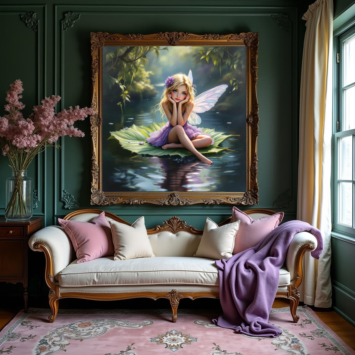 Fairy on Lily Pad Print: Magical Forest Fantasy Art (Digital Download)