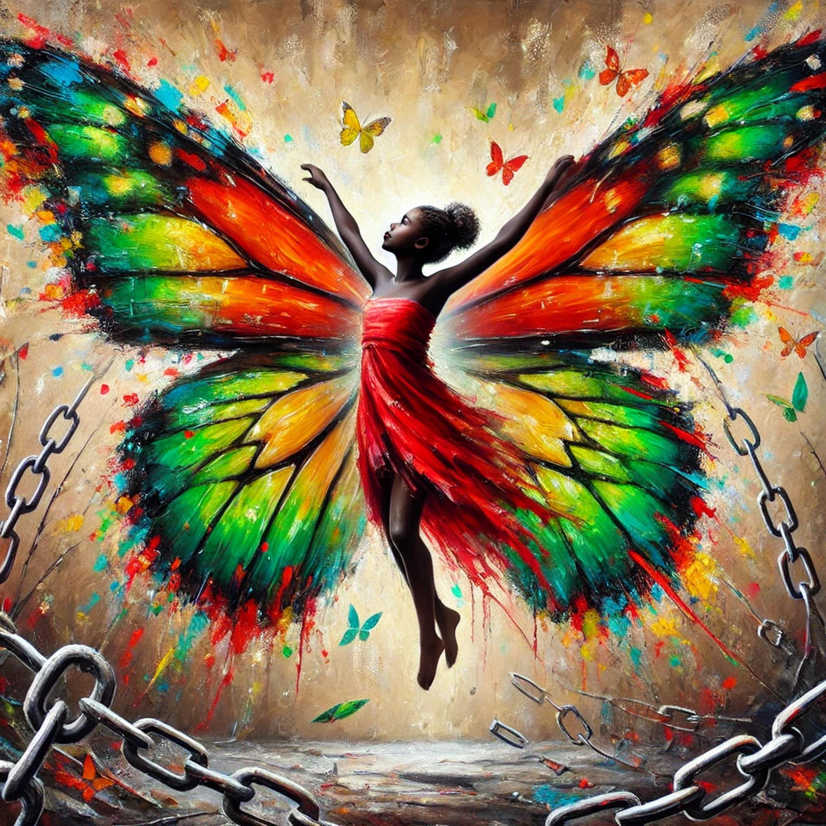 Juneteenth Art Print: Black Girl Butterfly Wings - Freedom & Pride (Digital Download) 2