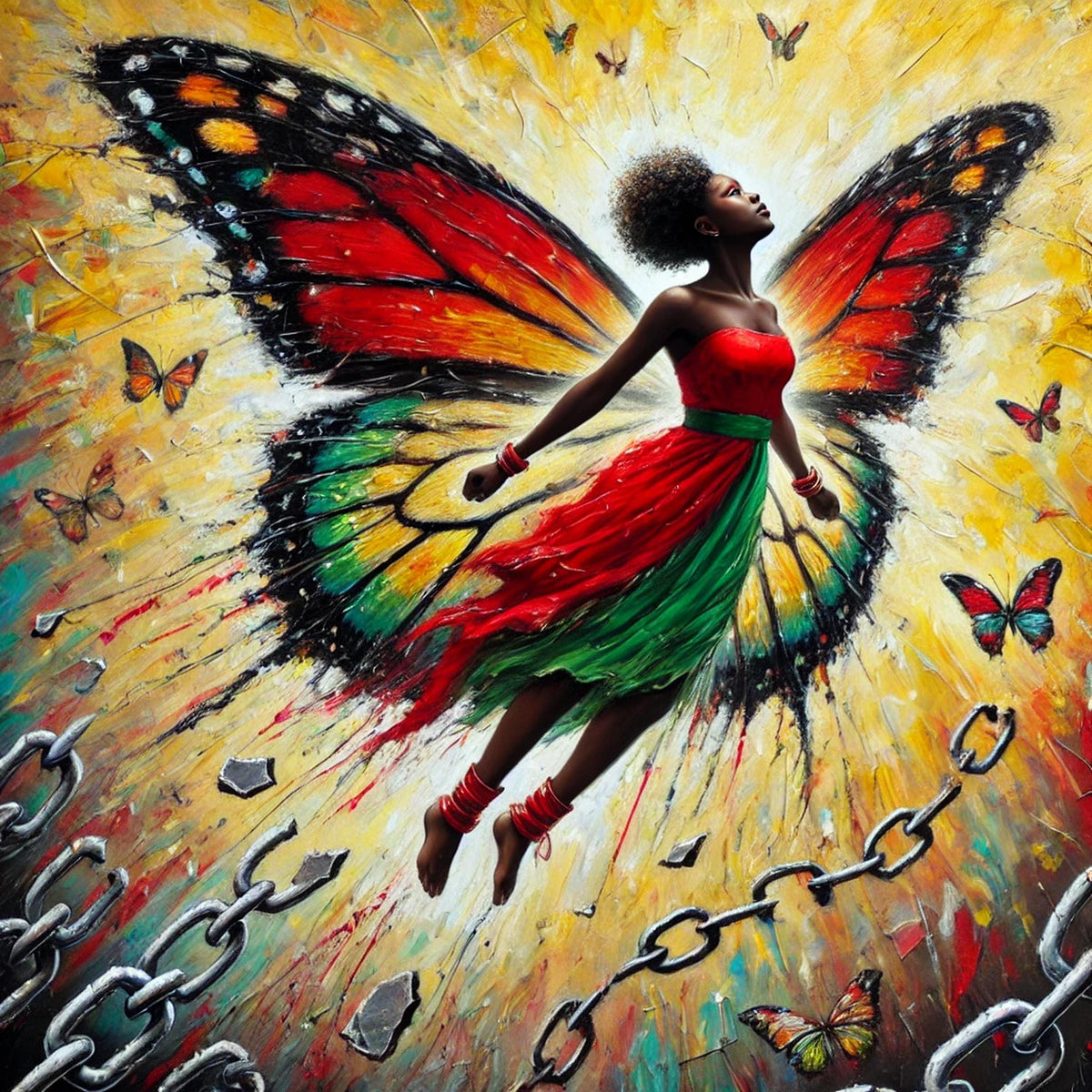 Juneteenth Art Print: Black Girl Butterfly Wings - Freedom & Pride (Digital Download)