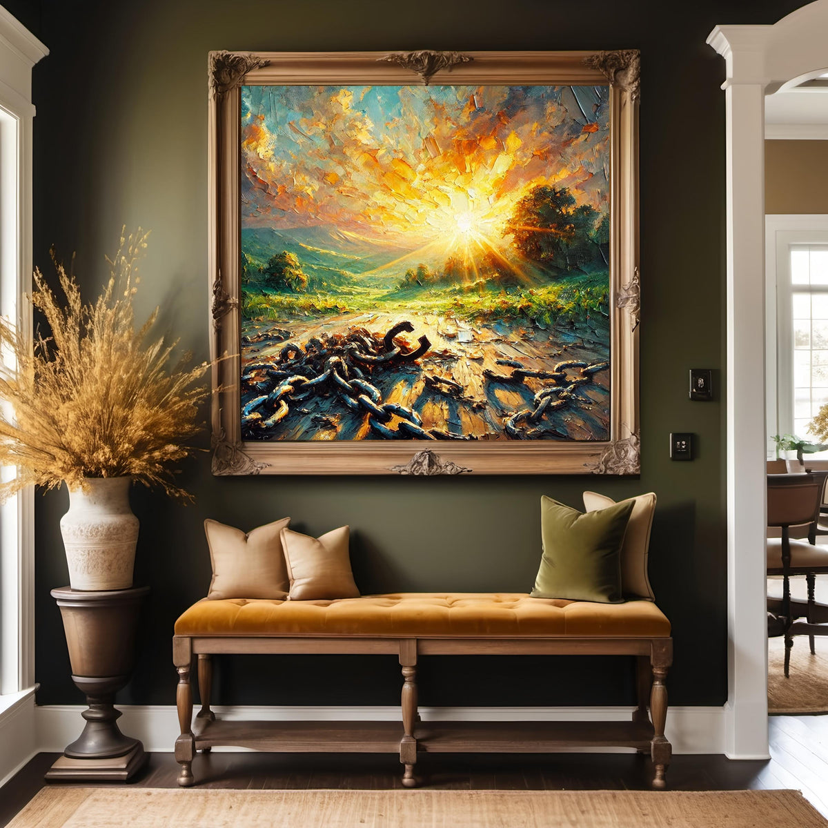 Juneteenth Freedom Art Print: Sunrise Landscape, Broken Chains (Digital Download)