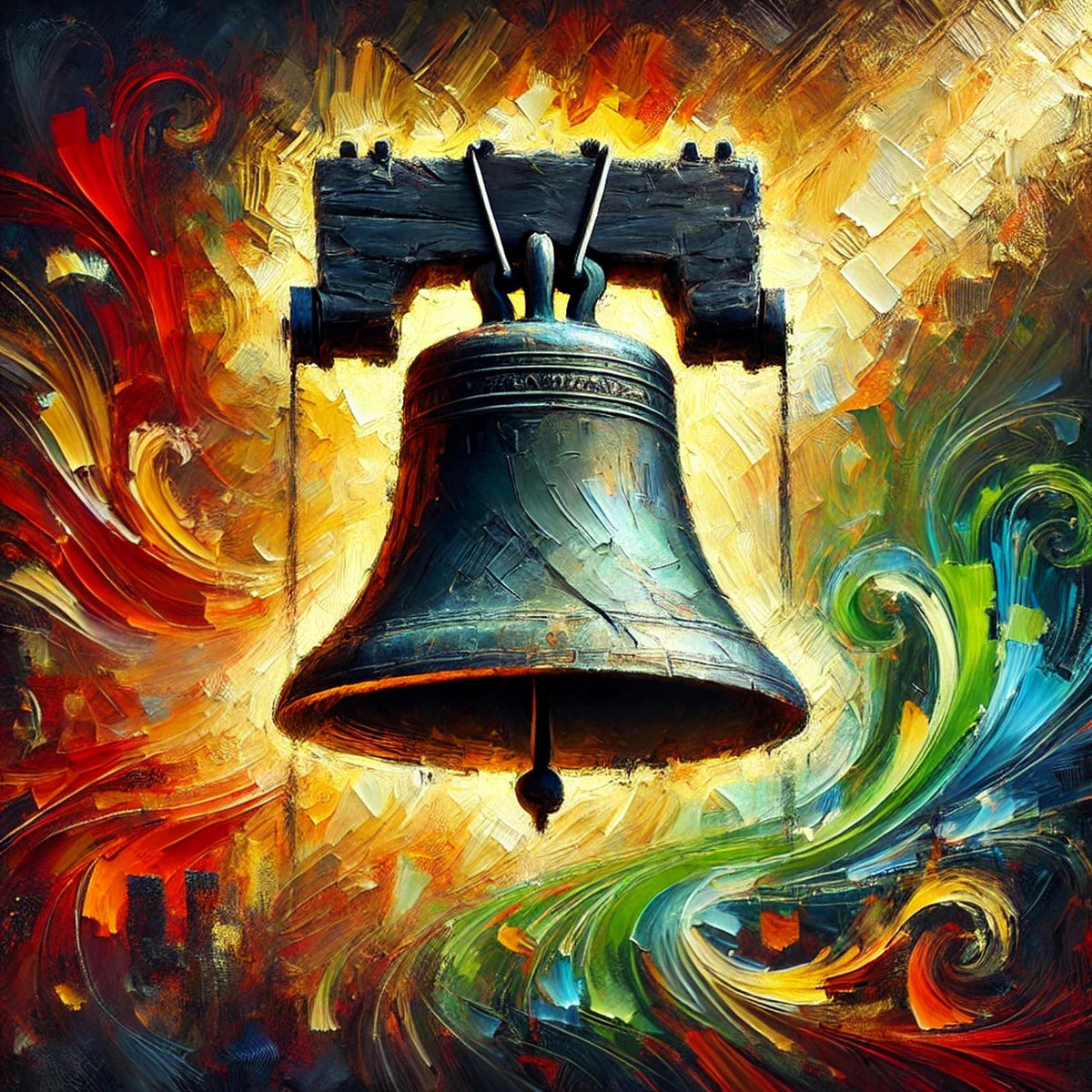 Juneteenth Freedom Bell Art: Black Pride Digital Painting (Printable 40X40 inches max.)