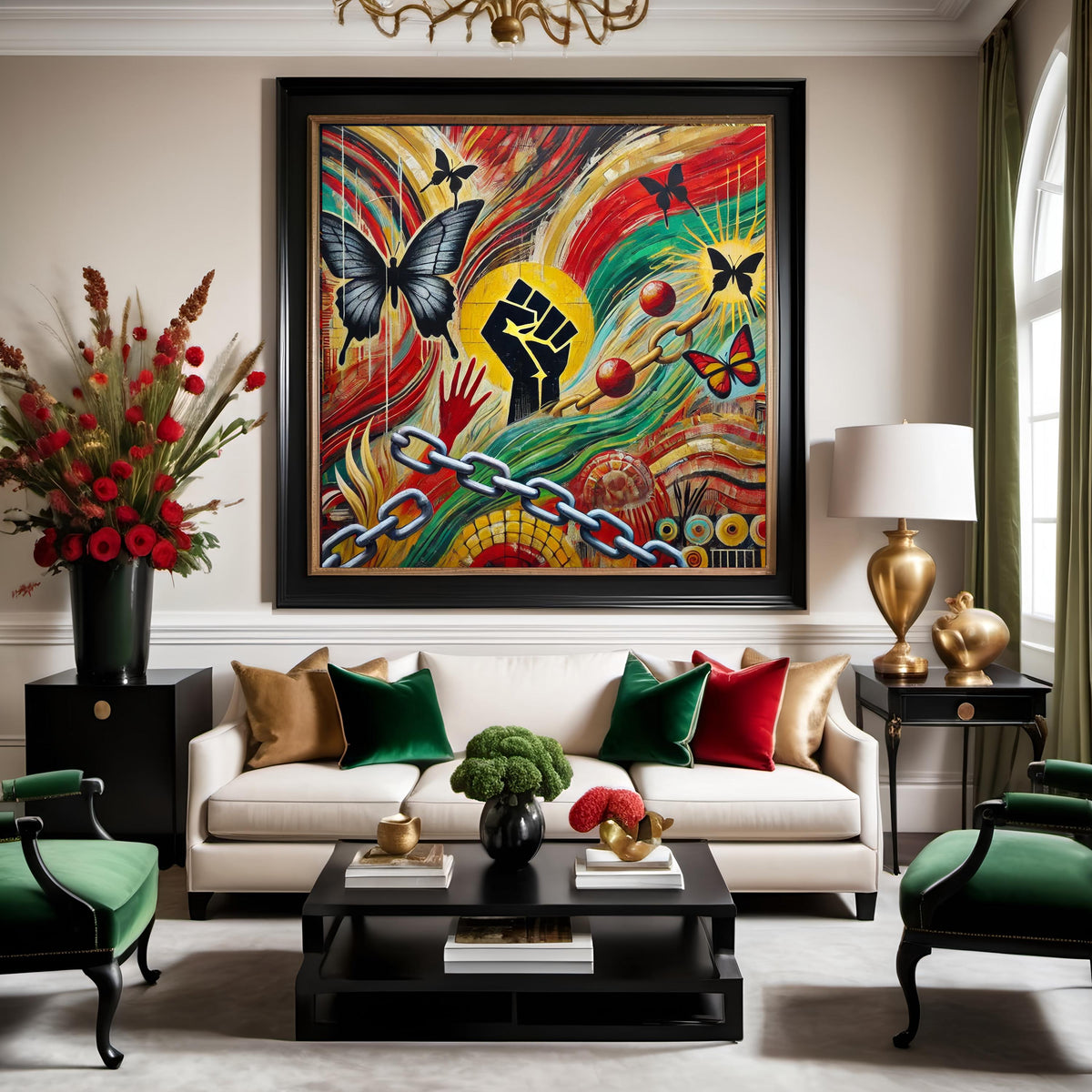 Juneteenth Art Print: Abstract Raised Fist Mural (Digital Download, 40x40in Max.)