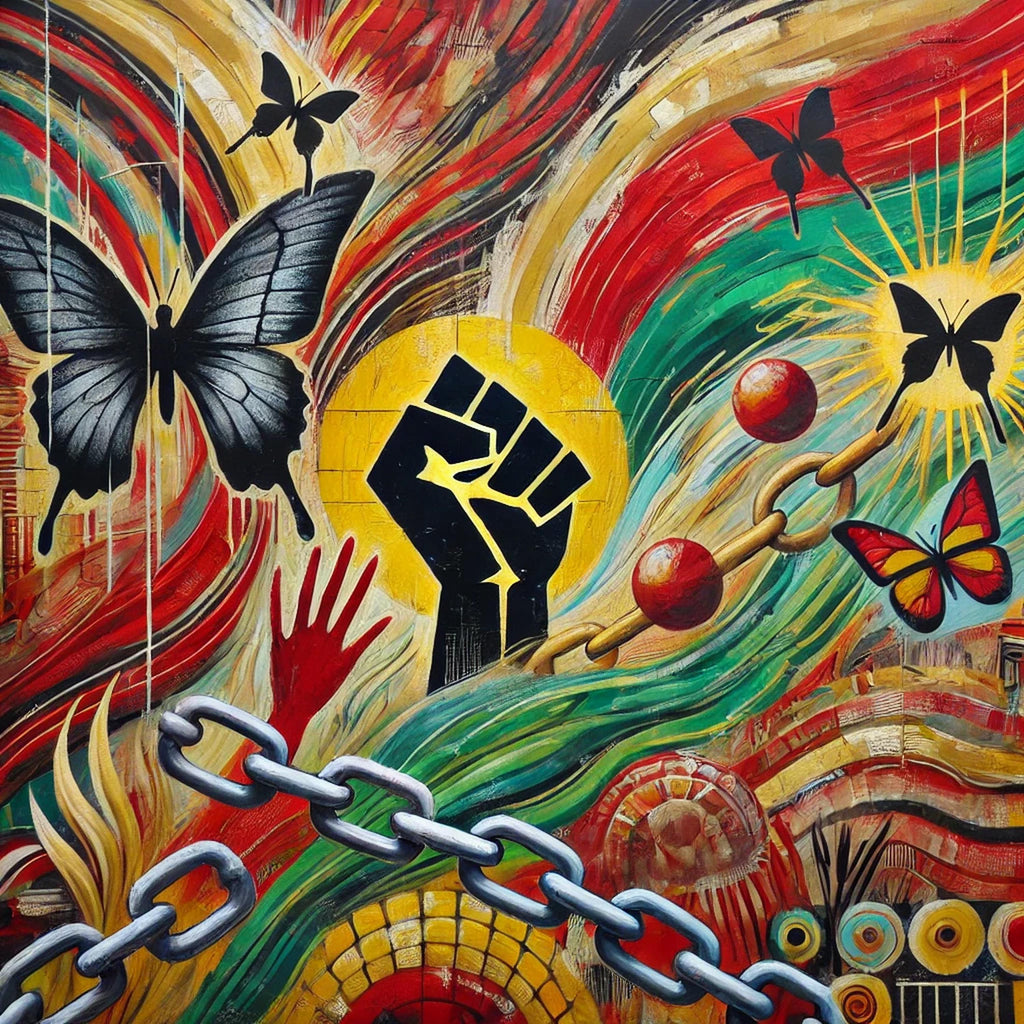 Juneteenth Art Print: Abstract Raised Fist Mural (Digital Download, 40x40in Max.)