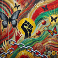 Juneteenth Art Print: Abstract Raised Fist Mural (Digital Download, 40x40in Max.)
