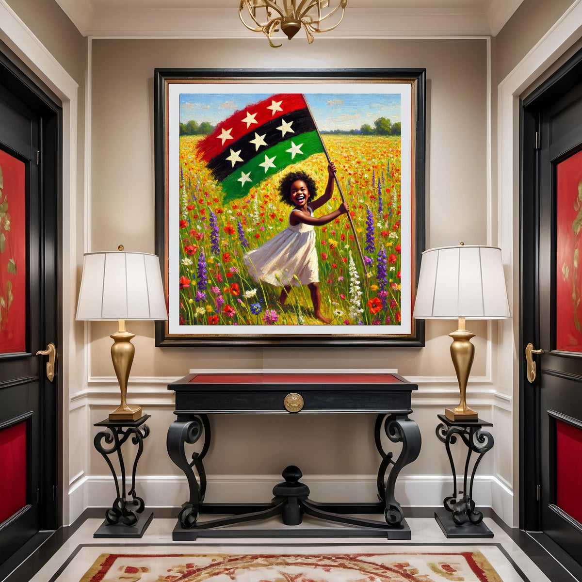 Juneteenth Girl in Wildflowers Art Print: Black Joy, Freedom Banner (Digital Download)
