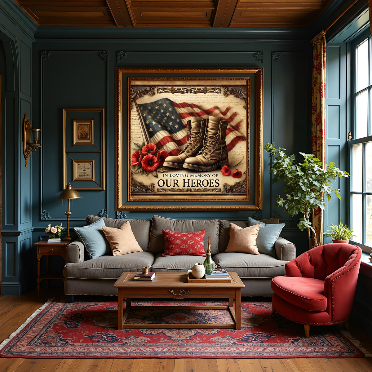 Memorial Day Patriotic Print: Vintage Flag, Combat Boots (Digital Download)