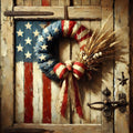 Rustic Americana Wreath Print: Vintage Flag, Farmhouse Wall Art (Digital Download