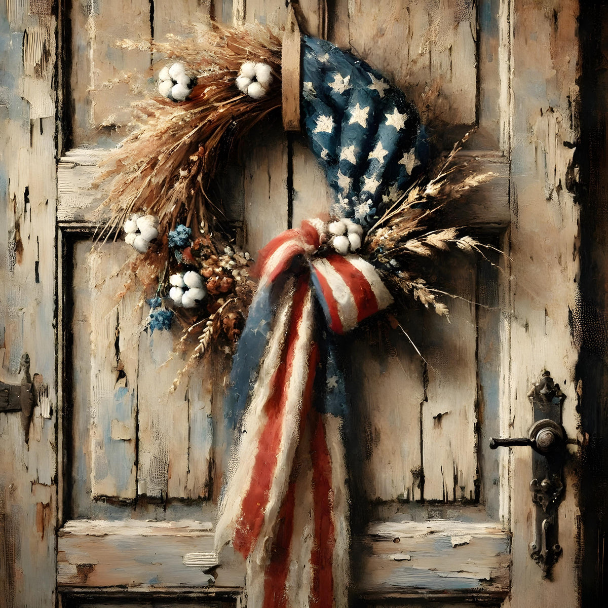 Rustic Patriotic Wreath Print: Americana Farmhouse Decor (Digital Download)